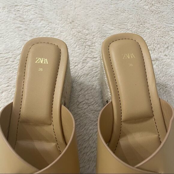 ZARA Heeled Leather Platform Wedges Size 36 (6) - Picture 6 of 13